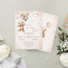 Invitación Elegante acuarela Oso Teddy ducha bebé