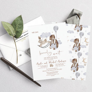 Invitación Elegante acuarela Oso Teddy ducha bebé