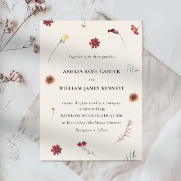 Invitación Elegante acuarela otoño Boda de flores silvestres