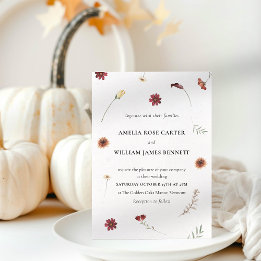 Invitación Elegante acuarela otoño Boda de flores silvestres