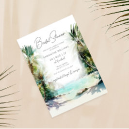 Invitación Elegante acuarela Palm Tree Beach Bridal Shower