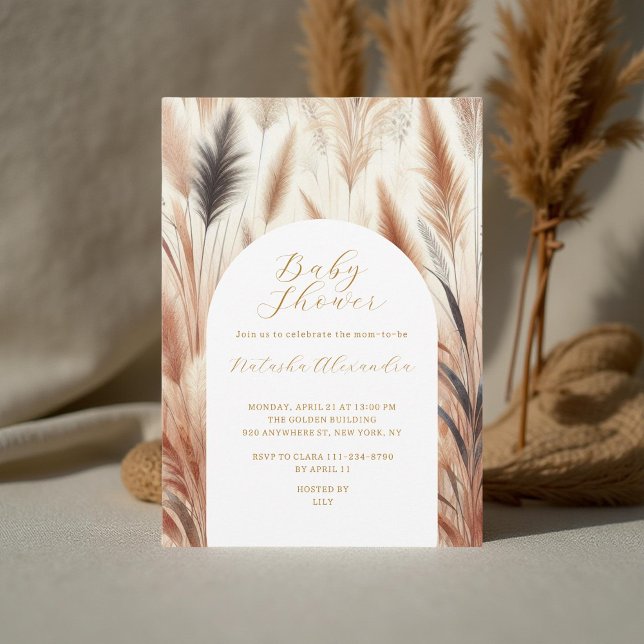 Invitación Elegante acuarela Pampas Grass Baby Shower (Subido por el creador)