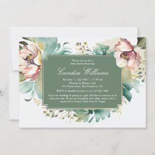 Invitación Elegante acuarela Parejas Florales Baby Shower