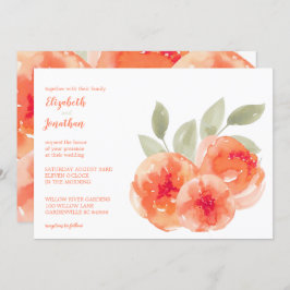 Invitación Elegante acuarela Peach Peonies Boda Floral