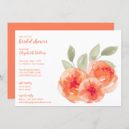 Invitación Elegante acuarela Peach Peonies Bridal Shower