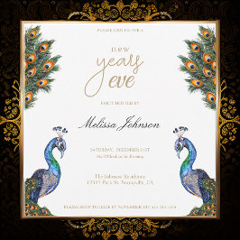 Invitación Elegante acuarela Peacock Fiesta de la víspera de 