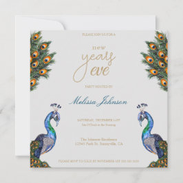 Invitación Elegante acuarela Peacock Fiesta de la víspera de 