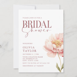 Invitación Elegante acuarela Peony Bridal Shower