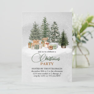 Invitación Elegante acuarela Pine Trees Navidad de vacaciones