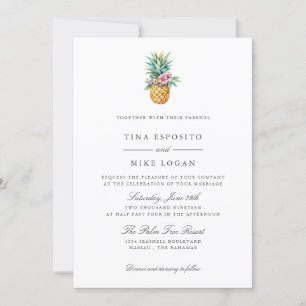 Invitación Elegante acuarela PINEAPPLE Foto de fruta tropical