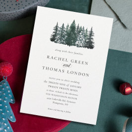 Invitación Elegante acuarela Pinos Boda de Invierno