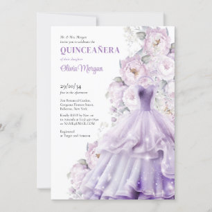 Invitación Elegante acuarela polvoriento vestido formal púrpu