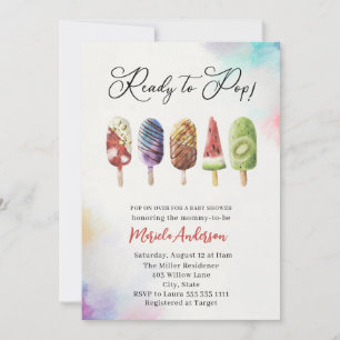 Invitación Elegante acuarela Popsicle Baby Shower