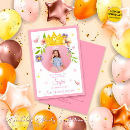 Invitación Elegante acuarela Princesa Foto Fiesta de cumpleañ