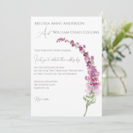 Invitación Elegante acuarela Purple Delphinium Floral