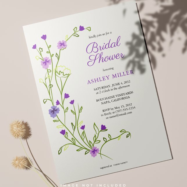 Invitación Elegante acuarela púrpura Flor silvestre ducha de  (Subido por el creador)