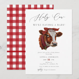Invitación Elegante acuarela Red Holy Cow Baby Shower