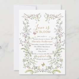 Invitación Elegante acuarela Retro Flores doradas Nodal Sh