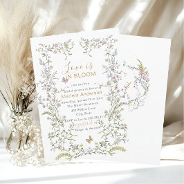 Invitación Elegante acuarela Retro Flores doradas Nodal Sh