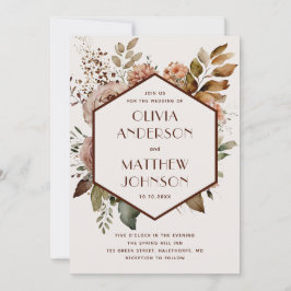 Invitación Elegante acuarela romántico beige floral boda