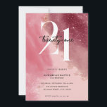 Invitación Elegante acuarela rosa 21 cumpleaños<br><div class="desc">Moderna invitación minimalista de 21 años con fondo color de agua rosa brillante con tipografía de moda y escritura elegante.</div>