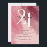 Invitación Elegante acuarela rosa 21 cumpleaños<br><div class="desc">Moderna invitación minimalista de 21 años con fondo color de agua rosa brillante con tipografía de moda y escritura elegante.</div>