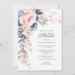 Invitación Elegante acuarela rosa Floral Bridal Shower