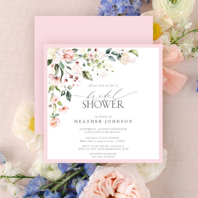 Invitación Elegante acuarela rosa Floral Bridal Shower (Subido por el creador)