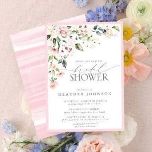 Invitación Elegante acuarela rosa Floral Bridal Shower