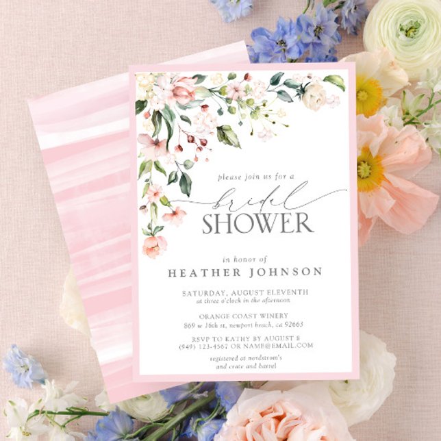 Invitación Elegante acuarela rosa Floral Bridal Shower (Subido por el creador)