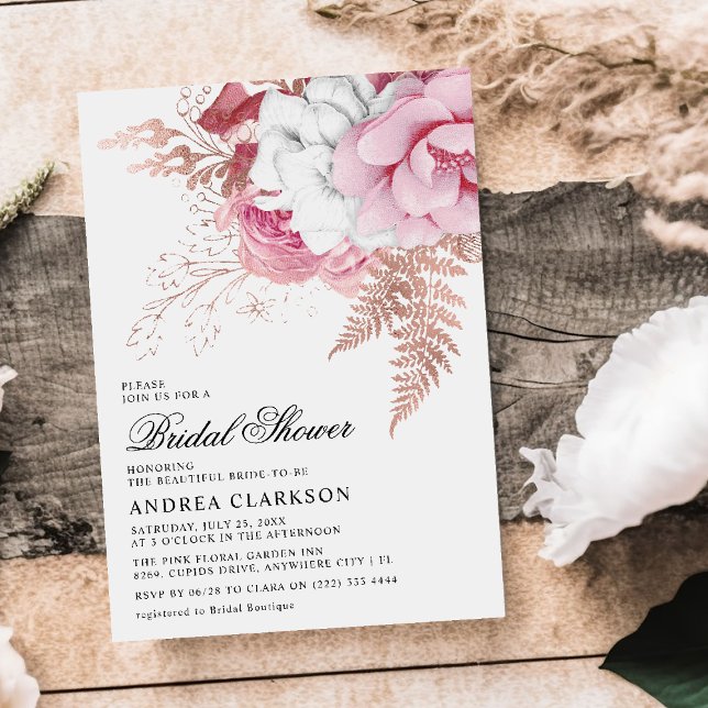 Invitación Elegante acuarela rosa Floral Bridal Shower (Subido por el creador)