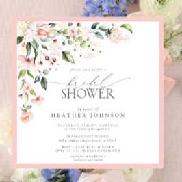 Invitación Elegante acuarela rosa Floral Bridal Shower