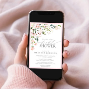 Invitación Elegante acuarela rosa Floral Bridal Shower