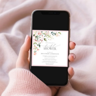 Invitación Elegante acuarela rosa Floral Bridal Shower