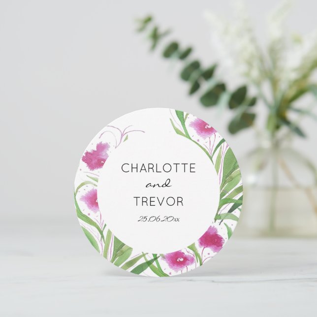 Invitación Elegante acuarela rosa floral pintada a mano (Anverso de pie)