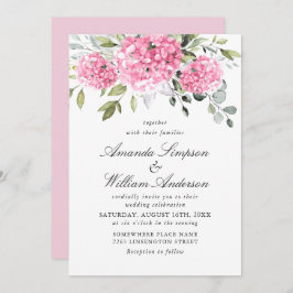 Invitación Elegante acuarela rosa Hydrangea Boda floral