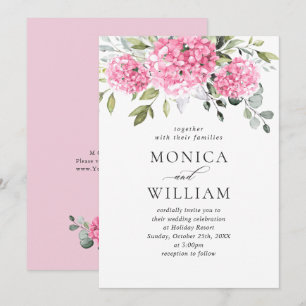 Invitación Elegante acuarela rosa Hydrangea Boda floral