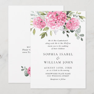 Invitación Elegante acuarela rosa Hydrangea Boda floral