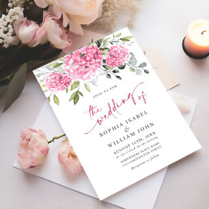 Invitación Elegante acuarela rosa Hydrangea Boda floral