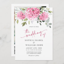 Elegante acuarela rosa Hydrangea Boda fotográfico