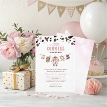 Elegante acuarela rosa pequeña vaquera bebé Shower