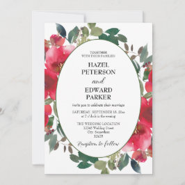 Invitación Elegante acuarela Rosa Rojo Boda floral