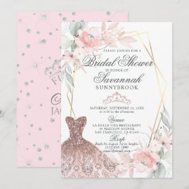 Invitación Elegante acuarela rosa rosa ducha de novia