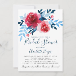 Invitación Elegante acuarela Roses Roses Roses Floral Bridal
