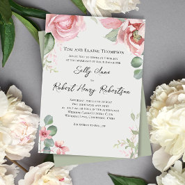 Invitación Elegante acuarela Rubor Boda rosa Floral