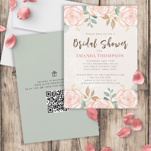 Invitación Elegante acuarela Rubor Floral Greeneration Foliag
