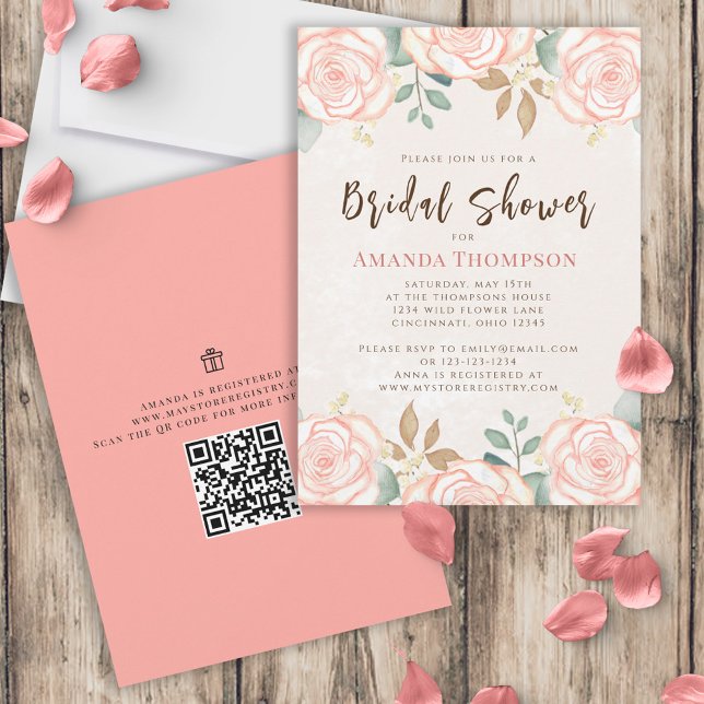 Invitación Elegante acuarela Rubor Floral Greeneration Foliag (Subido por el creador)