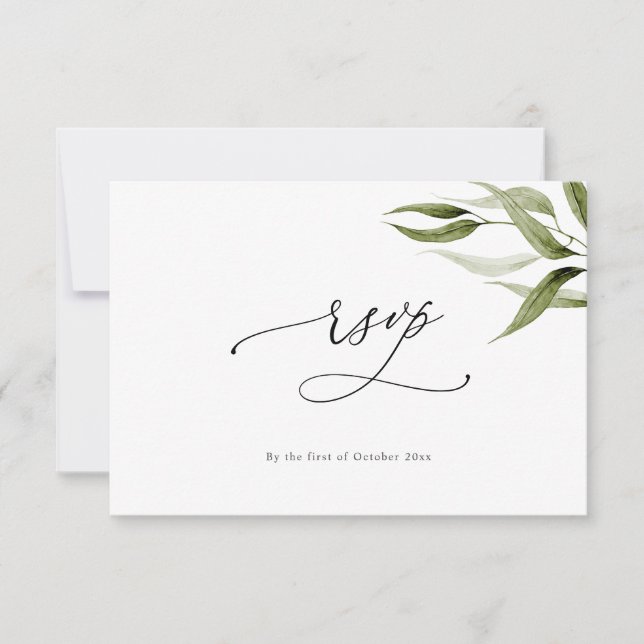Invitación Elegante acuarela Rustic Eucalyptus RSVP (Anverso)