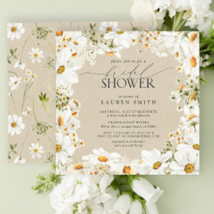 Invitación Elegante acuarela rústica Daisy Bridal Shower
