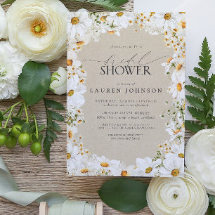Invitación Elegante acuarela rústica Daisy Bridal Shower